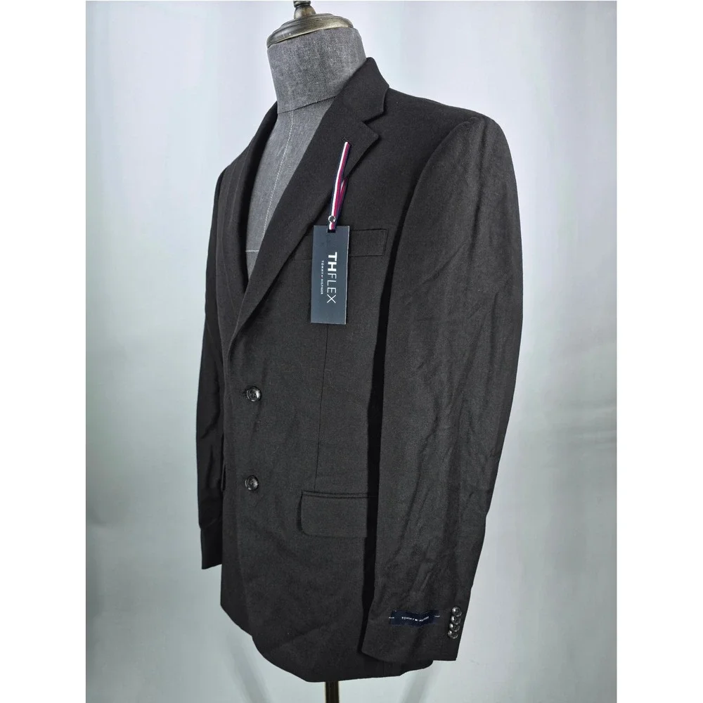 Tommy Hilfiger Sport Coat Mens 38L Dark Brown THFlex Wool Quiet‎ Luxury Polished